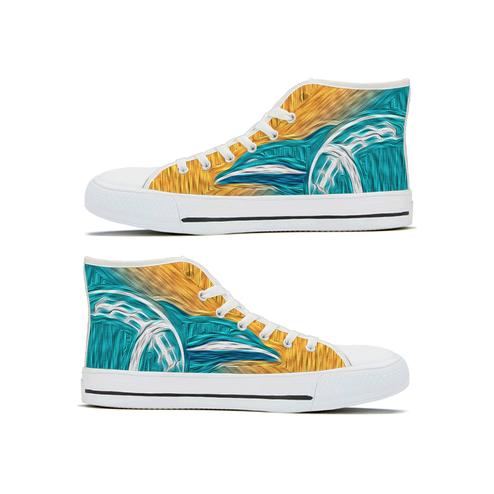 Women's Miami Dolphins High Top Canvas Sneakers 002